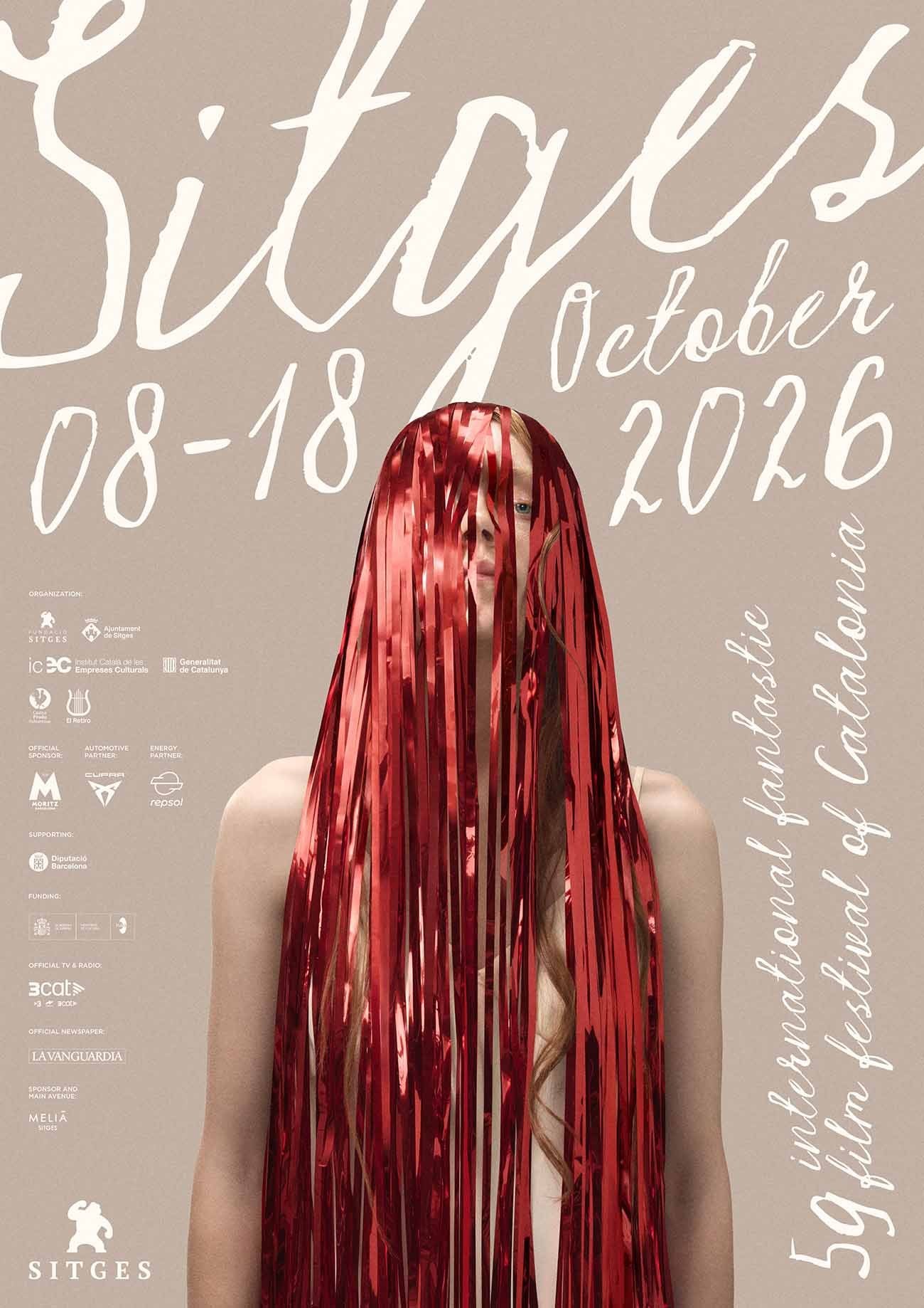 Cartel oficial del Festival de Sitges 2026 inspirado en Carrie, con las fechas del 8 al 18 de octubre